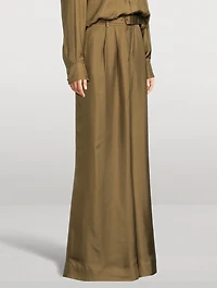 Crush Silk Wide-Leg Trousers
