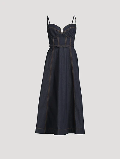 Crush Corset Denim Midi Dress