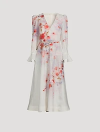 Crush Linen Midi Dress Floral Print