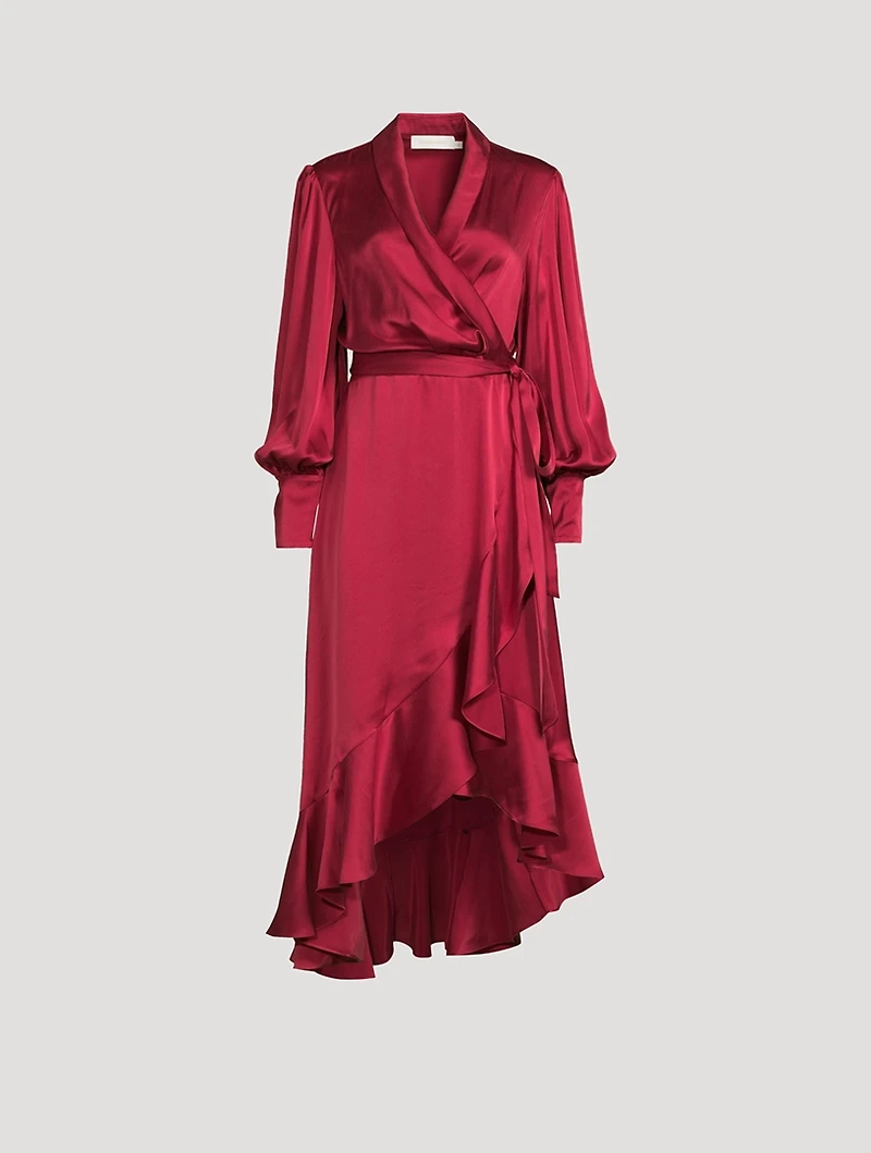 Silk Wrap Midi Dress