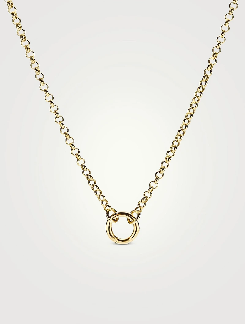 14K Gold Rolo Chain Charm Necklace