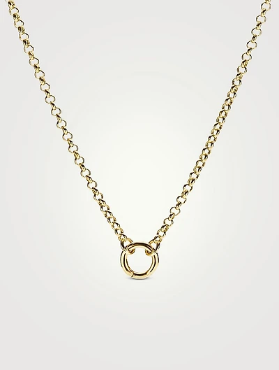 14K Gold Rolo Chain Charm Necklace