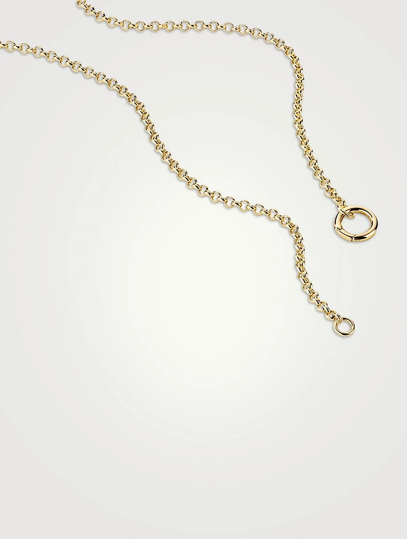 14K Gold Rolo Chain Charm Necklace