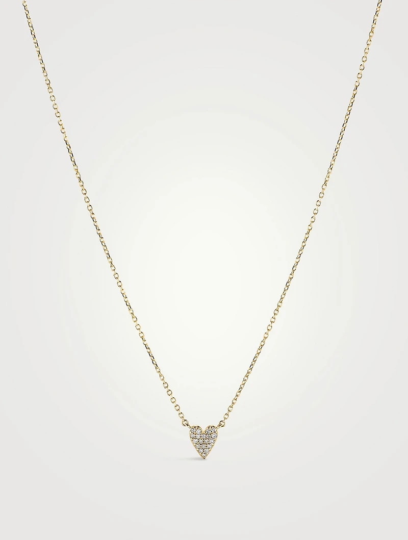 14K Gold Mini Heart Pavé Diamond Necklace