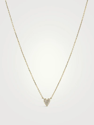 14K Gold Mini Heart Pavé Diamond Necklace