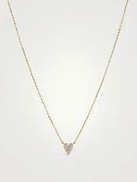 14K Gold Mini Heart Pavé Diamond Necklace