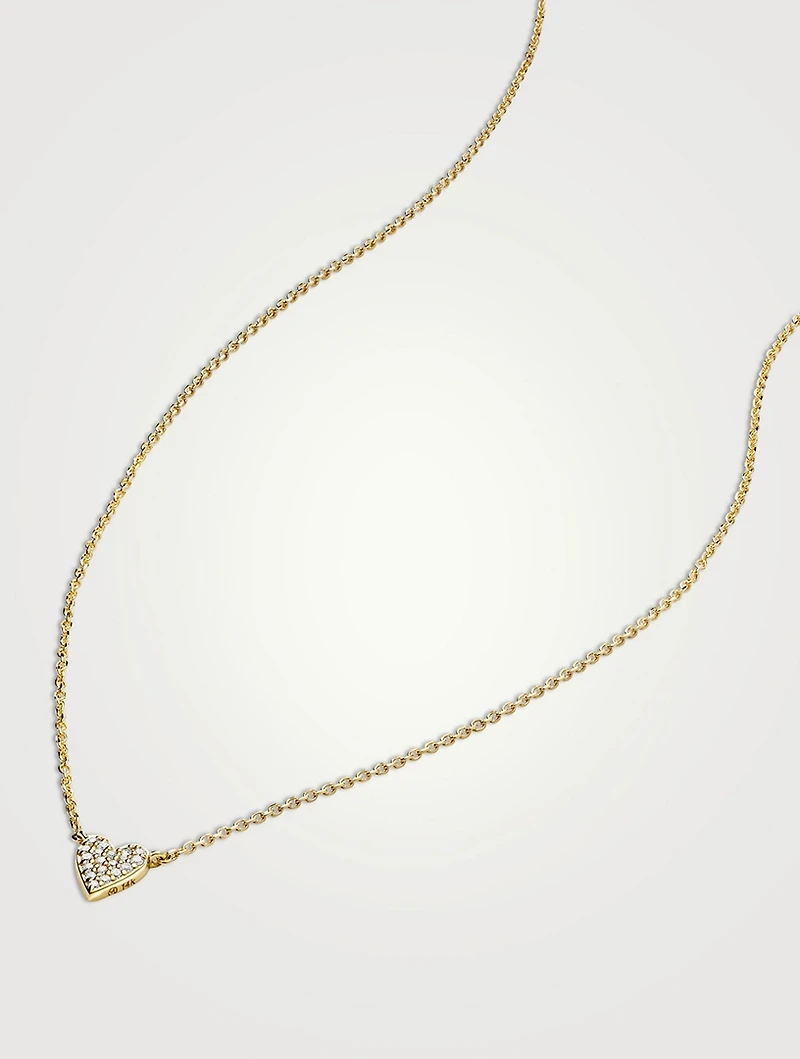 14K Gold Mini Heart Pavé Diamond Necklace