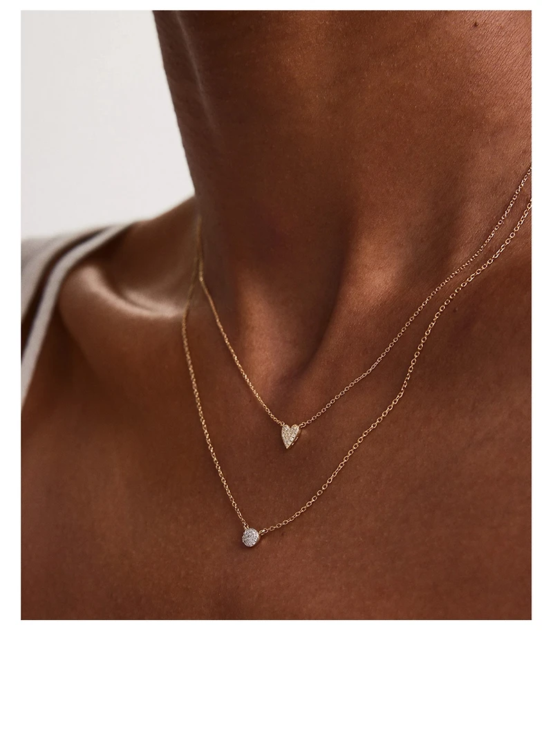 14K Gold Mini Heart Pavé Diamond Necklace