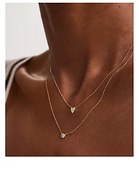 14K Gold Mini Heart Pavé Diamond Necklace