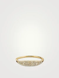 14K Gold Pavé Diamond Slim Signet Ring