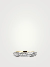 14K Gold Pavé Diamond Thin Dôme Ring