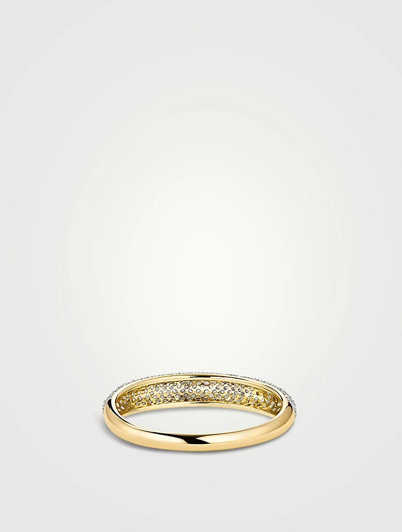 14K Gold Pavé Diamond Thin Dôme Ring
