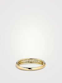 14K Gold Pavé Diamond Thin Dôme Ring