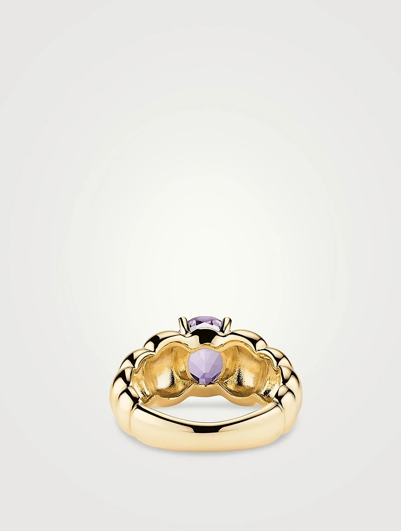 14K Gold Puffy Charlotte Gemstone Ring