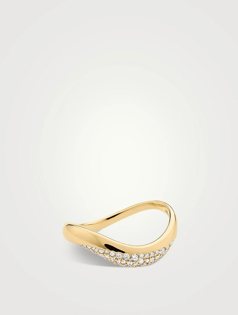 14K Gold Dôme Figure Diamond Dipped Ring