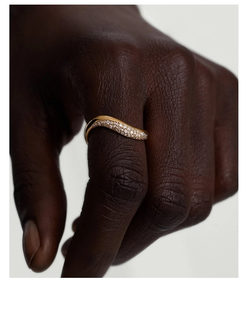 14K Gold Dôme Figure Diamond Dipped Ring