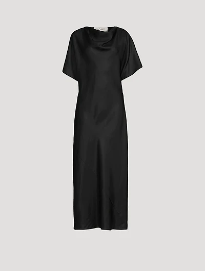 Draped Silk Maxi Dress