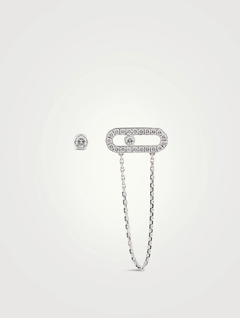 Move Uno 18K White Gold Chain And Stud Earrings With Diamonds