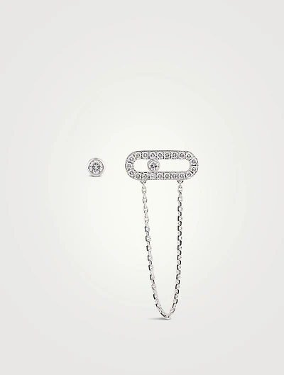 Move Uno 18K White Gold Chain And Stud Earrings With Diamonds