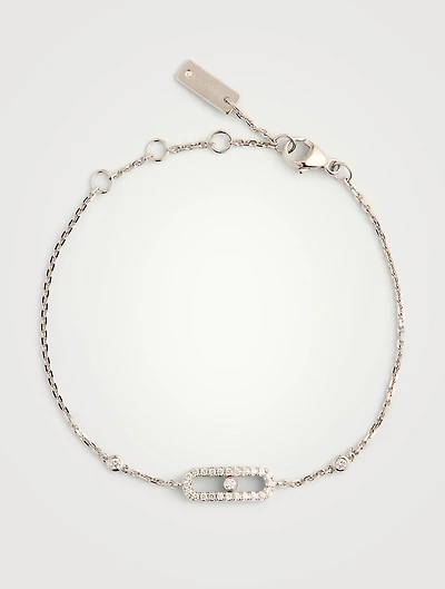 Move Uno 18K White Gold Pavé Bracelet With Diamonds
