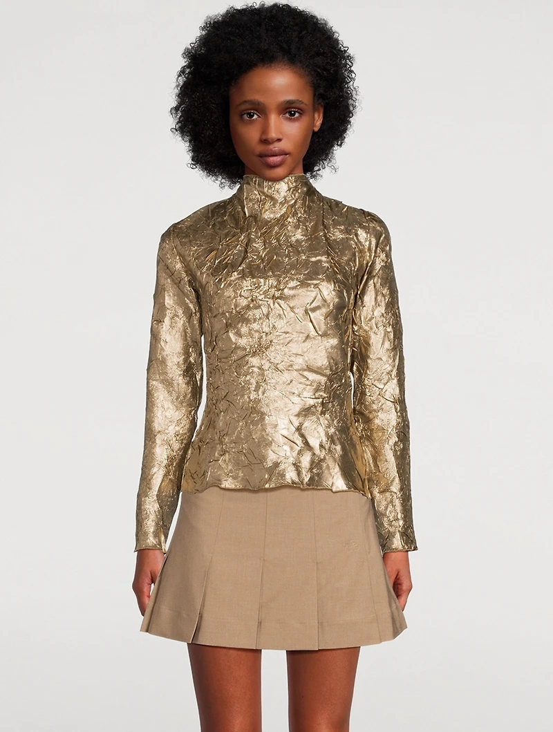 Crinkled Metallic Blouse
