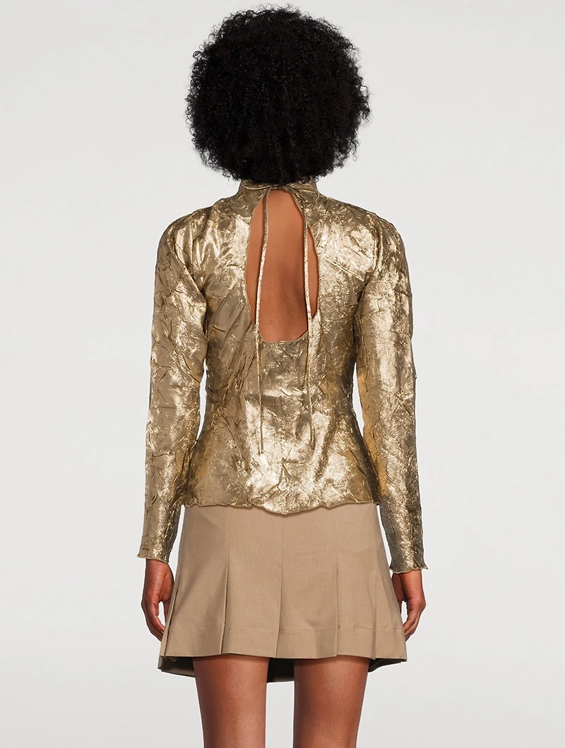Crinkled Metallic Blouse