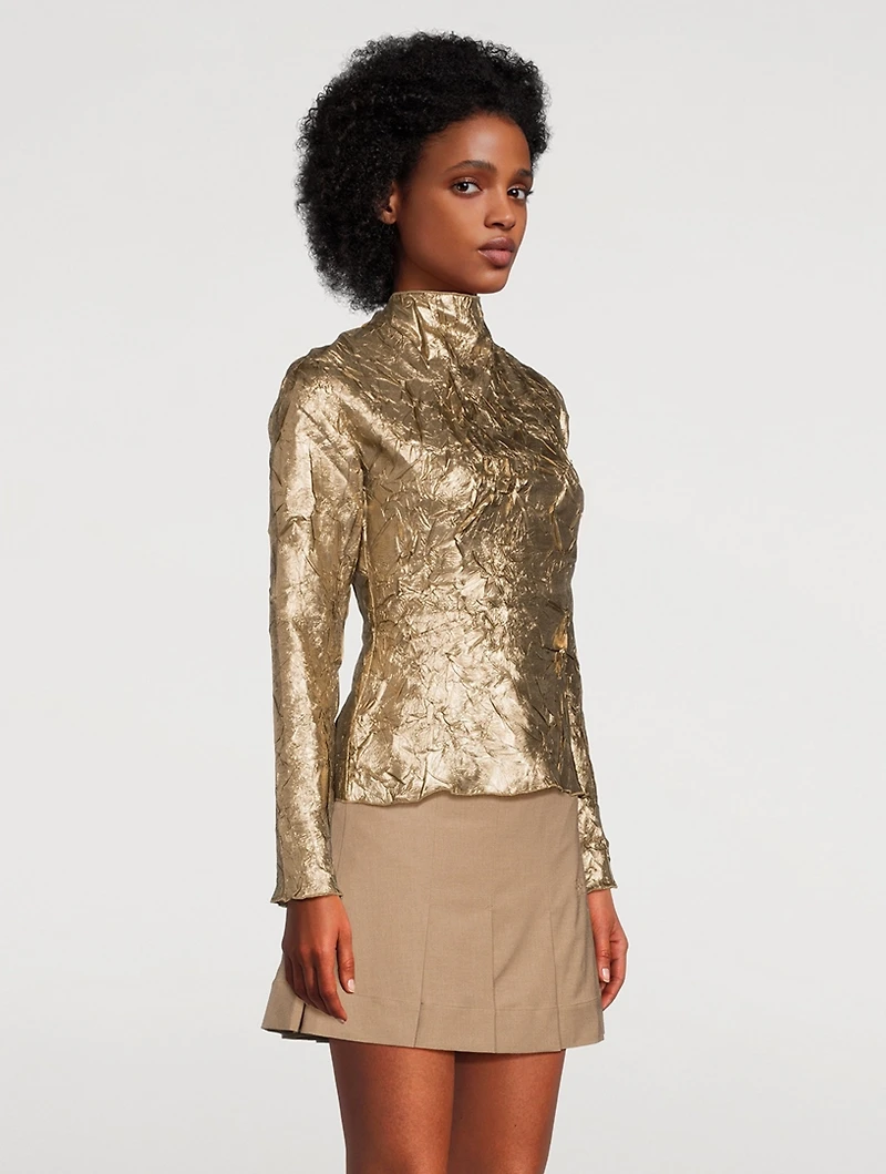 Crinkled Metallic Blouse