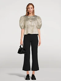 Metallic Cloqué Peplum Blouse