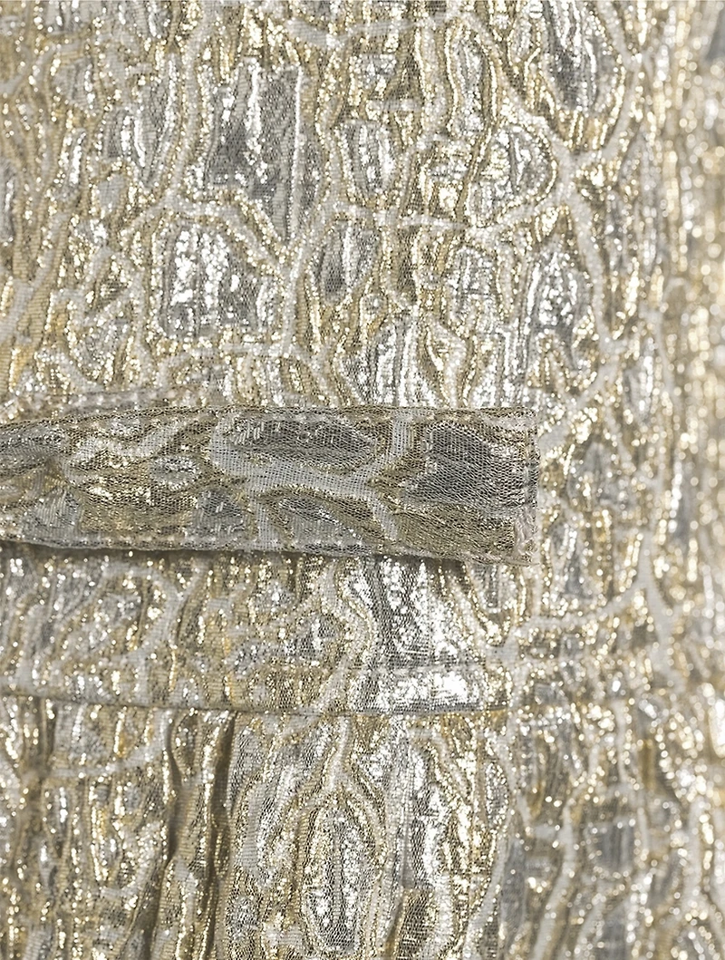 Metallic Cloqué Peplum Blouse