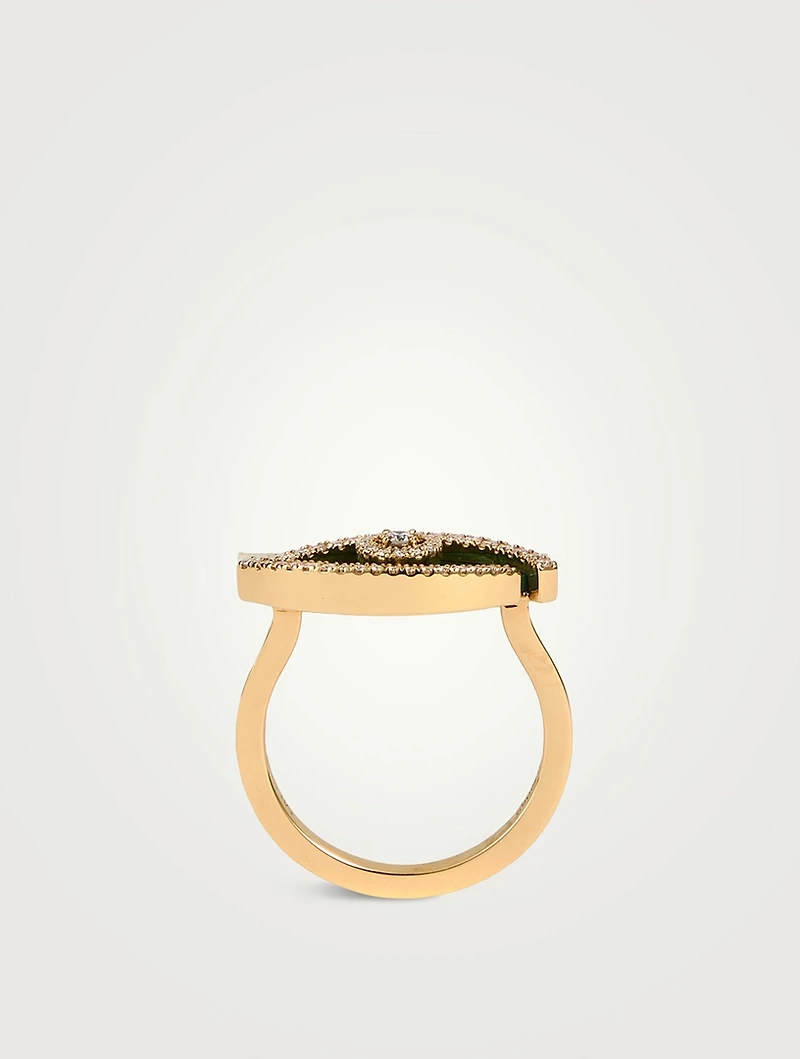 Lucky Eye Gold Malachite Ring With Diamonds