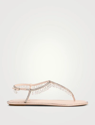 Chandelier Crystal Satin Thong Sandals