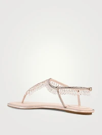 Chandelier Crystal Satin Thong Sandals