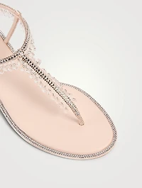Chandelier Crystal Satin Thong Sandals