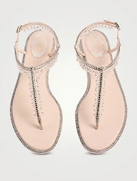Chandelier Crystal Satin Thong Sandals