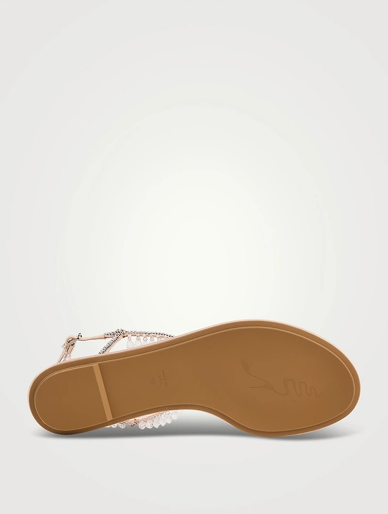 Chandelier Crystal Satin Thong Sandals