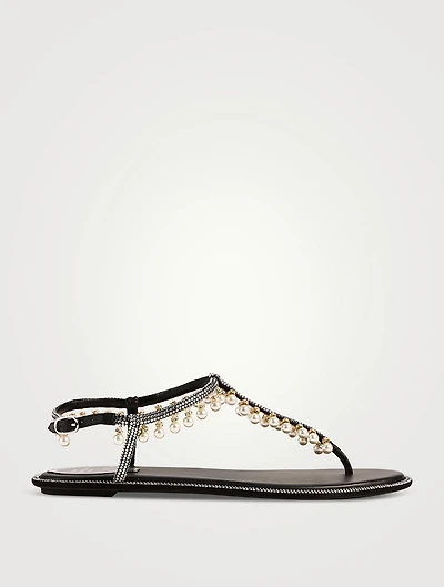 Chandelier Crystal Satin Thong Sandals