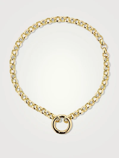 14K Gold Rolo Chain Charm Bracelet