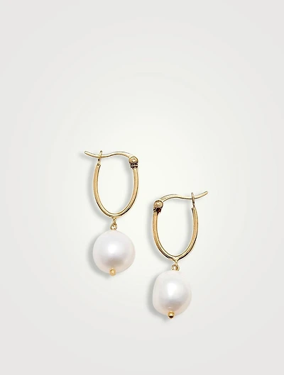 Organic Pearl Hoop Earrings