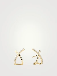 14K Gold Pavé Diamond Oversized X Stud Earrings
