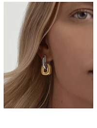 Mixed Metal Stevie Hoop Earrings