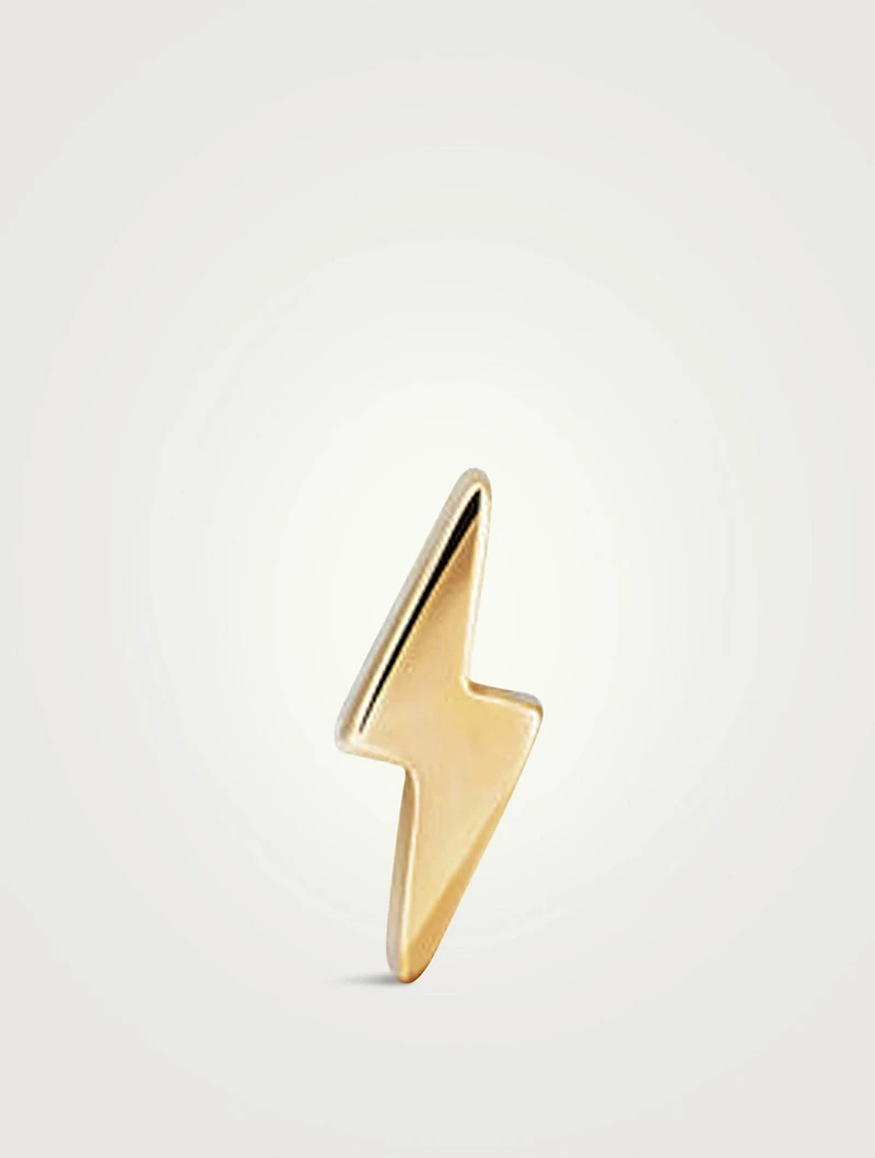 14K Gold Lightning Bolt Flat Back Stud Earring