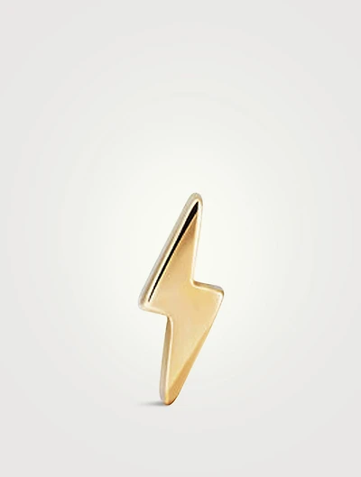 14K Gold Lightning Bolt Flat Back Stud Earring