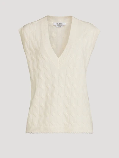 Cable-Knit Cashmere Sweater Vest