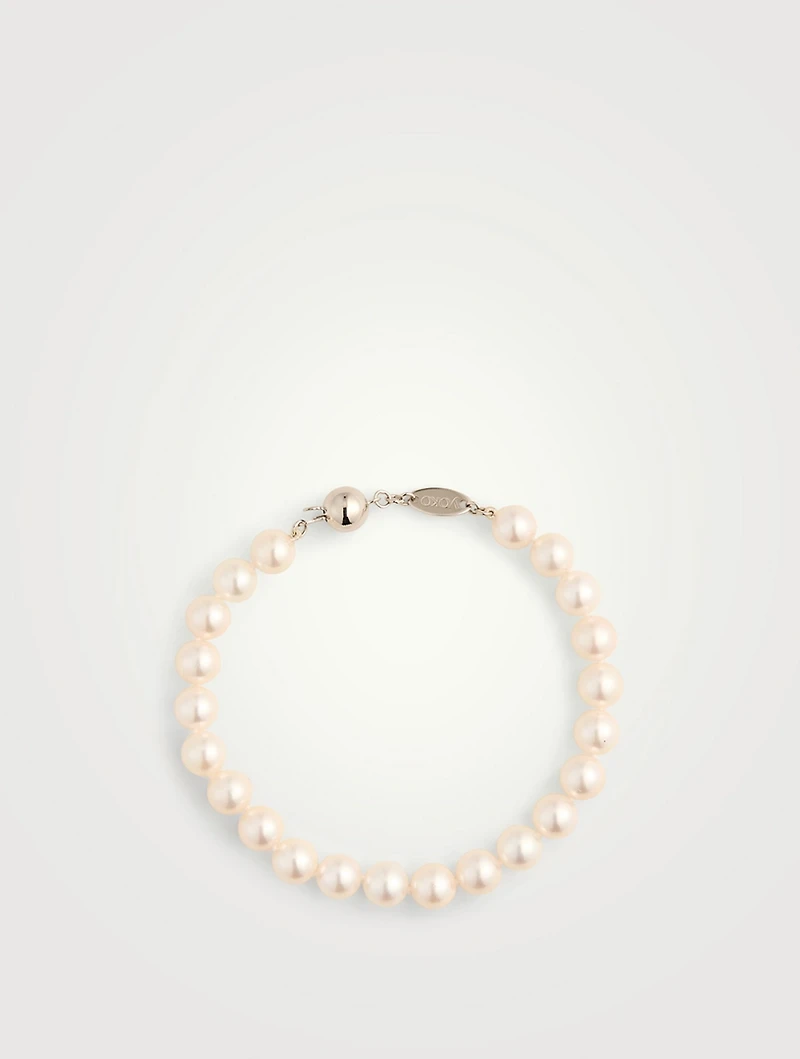 Classic 18K White Gold AA Akoya Pearl Bracelet