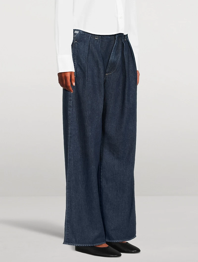 Petra Pleated Wide-Leg Jeans
