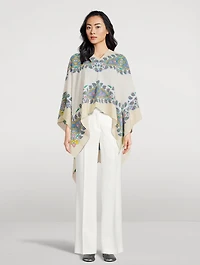 Asymmetrical Hem Silk Poncho