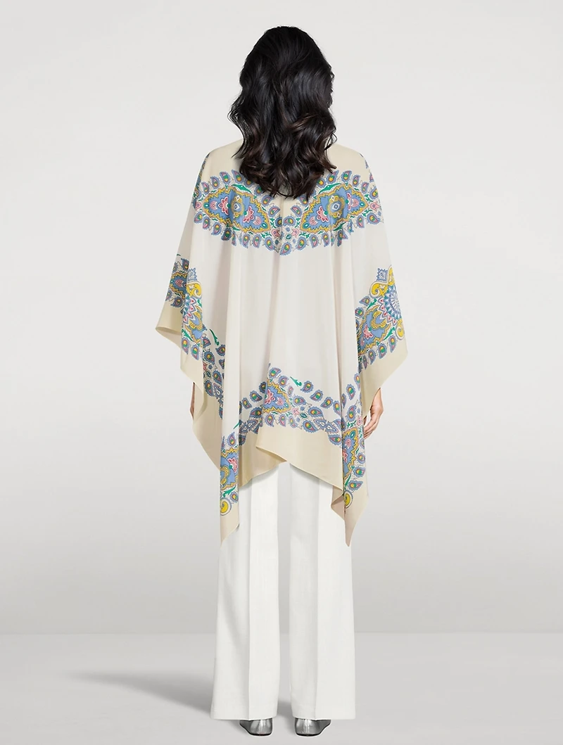 Asymmetrical Hem Silk Poncho