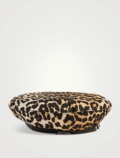 Woven Beret Leopard Print