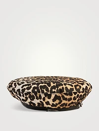 Woven Beret Leopard Print