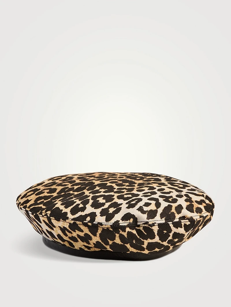 Woven Beret Leopard Print